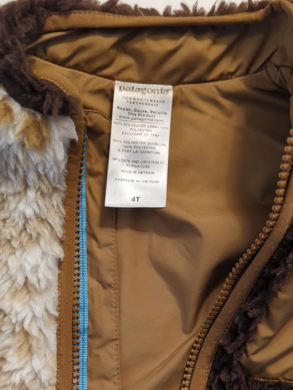 Patagonia Toddler Baby Retro-X High Pile Fleece Vest Brown Print 4T - Picture 3 of 7